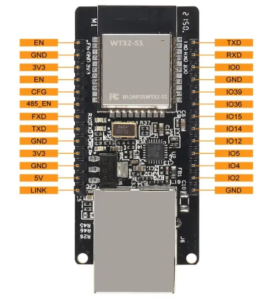 Плата WT32-ETH01 ESP32 Ethernet WIFI Bluetooth с припайными контактами - Фото 2 Плата WT32-ETH01 ESP32 Ethernet WIFI Bluetooth с припайными контактами - изображение 2