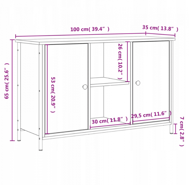 Тумба под телевизор, дуб сонома, 100x35x65 см - изображение 5