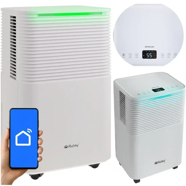 Осушувач повітря RUHHY DRYZIX 500, 12 л/24 год, гігростат і Wi-Fi - Фото 1 Осушувач повітря RUHHY DRYZIX 500, 12 л/24 год, гігростат і Wi-Fi - изображение 1