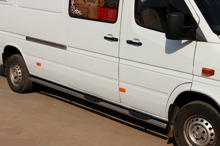 Боковые трубы (2 шт., нержавейка) Длинная база, Ø70 для Volkswagen LT 1995-2006 гг - изображение 5