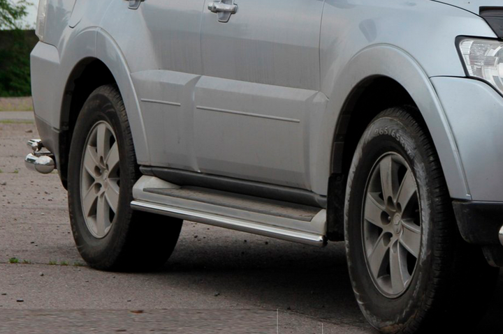 Боковые трубы (2 шт., нержавейка) для Mitsubishi Pajero Wagon IV 2006-2021 гг - Фото 4 Боковые трубы (2 шт., нержавейка) для Mitsubishi Pajero Wagon IV 2006-2021 гг - изображение 4