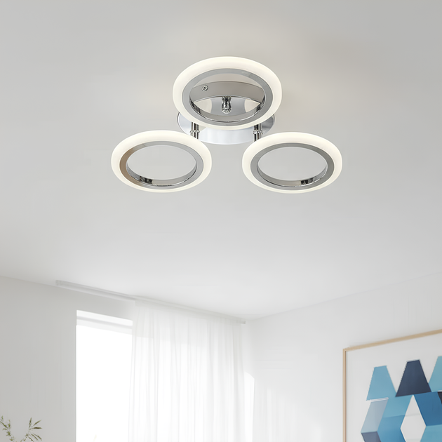 LED люстра потолочная 36W с пультом и тремя акриловыми кольцами 3000-6500K хромового цвета Svet SY-26255/3 CR - изображение 5