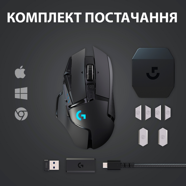 Миша Logitech G502 Lightspeed Black (910-005567) [64932] - зображення 8