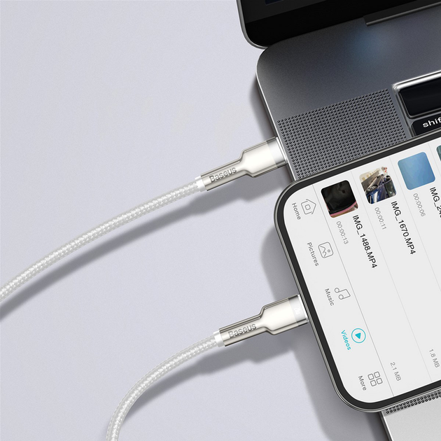 Кабель Baseus Cafule Metal Data Cable Type-C to Lightning PD 20W 1m White (CATLJK-A02) [73264] - изображение 3
