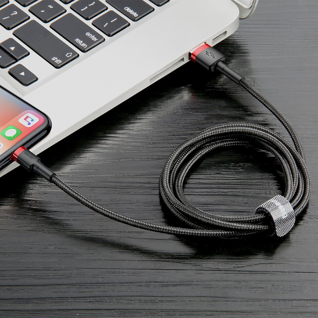Кабель Baseus Cafule Cable USB for Lightning 2м Black/Red (CALKLF-C19) [73376] - изображение 7