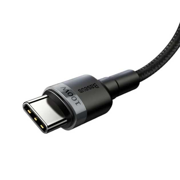 Кабель Baseus Cafule Metal Type-C to Type-C 100W 2m Gray/Black (CATKLF-ALG1) [75256] - изображение 3