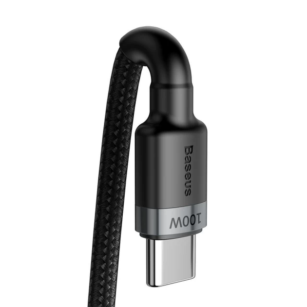 Кабель Baseus Cafule Metal Type-C to Type-C 100W 2m Gray/Black (CATKLF-ALG1) [75256] - изображение 4