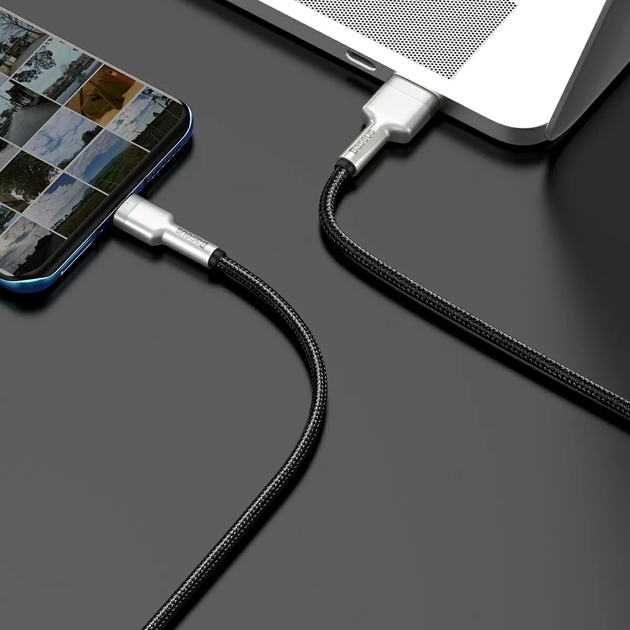 Кабель Baseus Cafule Metal Data Cable USB to Type-C 0.25m Black (CAKF000001) [86015] - изображение 4