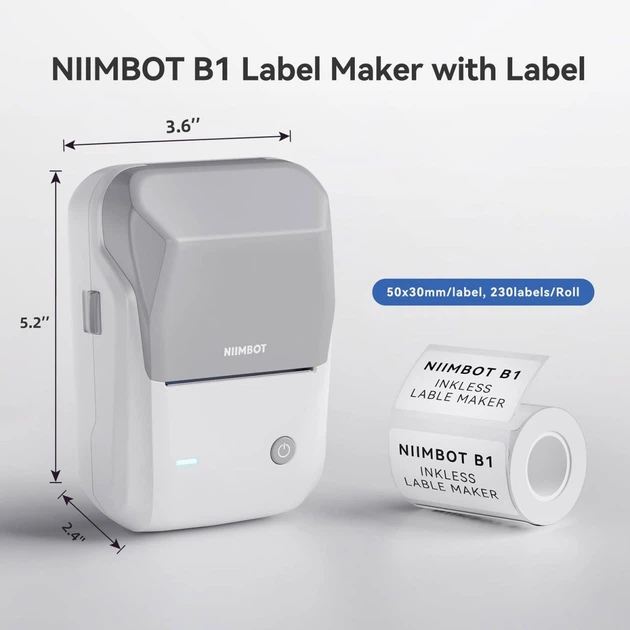 Портативний термопринтер для етикеток Niimbot B1 Grey [101213] - зображення 3