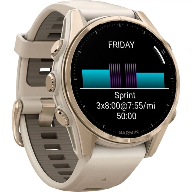 Смарт-часы Garmin Fenix 8 AMOLED Sapphire 43mm Soft Gold with Fog Gray/Dark Sandstone Silicone Band (010-02903-10) [115093] - изображение 3