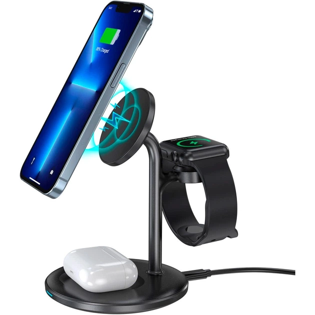 Беспроводное зарядное устройство Choetech T585-F 3 в 1 Magnetic Wireless Charging Black [123385] - изображение 9