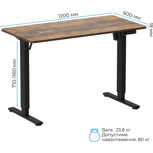 Компьютерный игровой стол OfficePro ODE1260DW Dark Wood/Black [124835] - изображение 8
