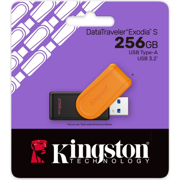 USB флеш-накопичувач Kingston DataTraveler Exodia S 256GB USB-A 3.2 Black/Orange (DTXS/256GB) [139609] - зображення 4
