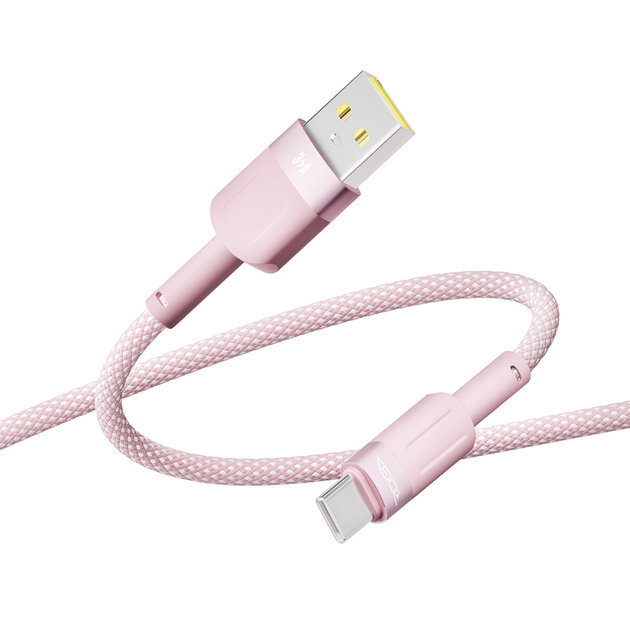 Кабель для заряджання USB Ridea RC-CP43 ColorPro USB/Type C 60W (20V/3A) 1.2m Рожевий - зображення 3