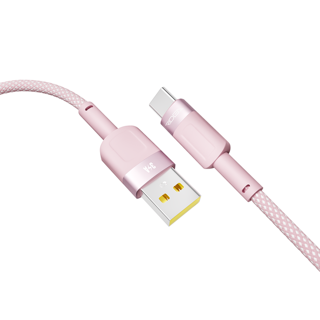 Кабель для заряджання USB Ridea RC-CP43 ColorPro USB/Type C 60W (20V/3A) 1.2m Рожевий - зображення 4