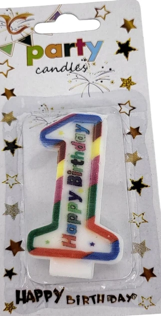 Свічка-цифра для торта "Happy Birthday" зірочки - 1 - Фото 1 Свічка-цифра для торта "Happy Birthday" зірочки - 1 - изображение 1