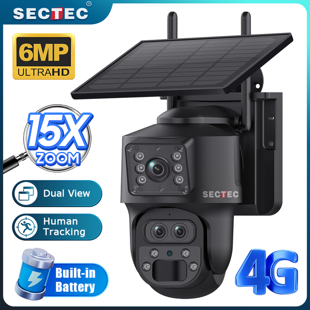 Автономная 4G камера Sectec ST-536-6M-AOV-4G с сим-картой, постоянной записью и солнечной панелью черная - изображение 2