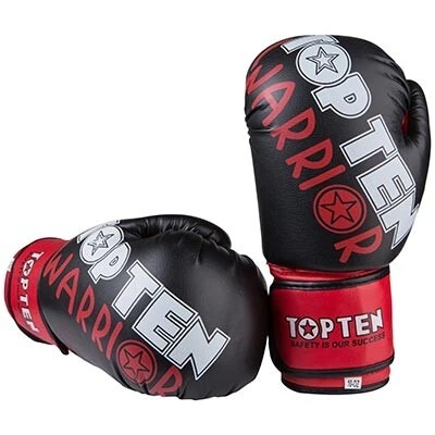 Боксерские перчатки на липучке TopTen WARRIOR размер 8oz поливинилхлорид черные TTW-8BLK - изображение 3