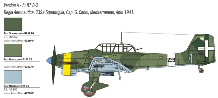 Збірна модель 1:48 гвинтового літака JU 87 B-2/R-2 Stuka "Picchiatello" Italeri 2769 - изображение 4