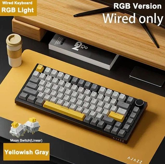 Клавіатура AJAZZ AK820 Black-Yellow Ігрова Дротова Механічна, RGB, Moon Yellow Switch - зображення 6