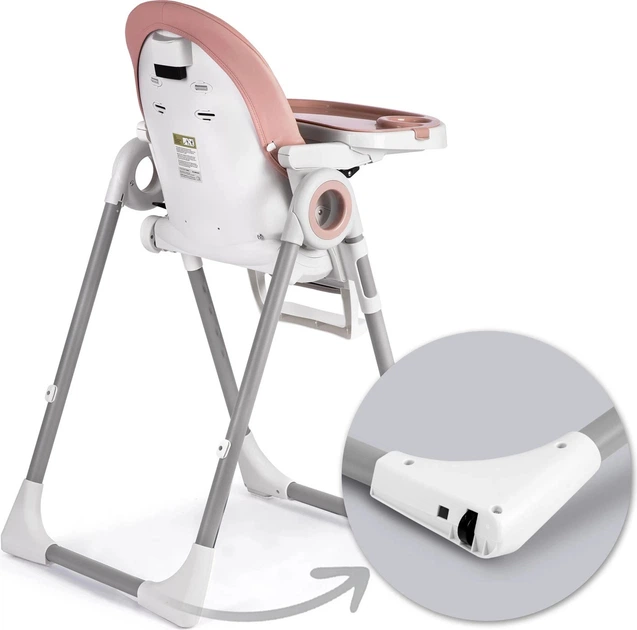 Krzesełko do karmienia ze stolikiem Nukido Belo z pałąkiem i zabawkami różowe (5903890613532) - obraz 4