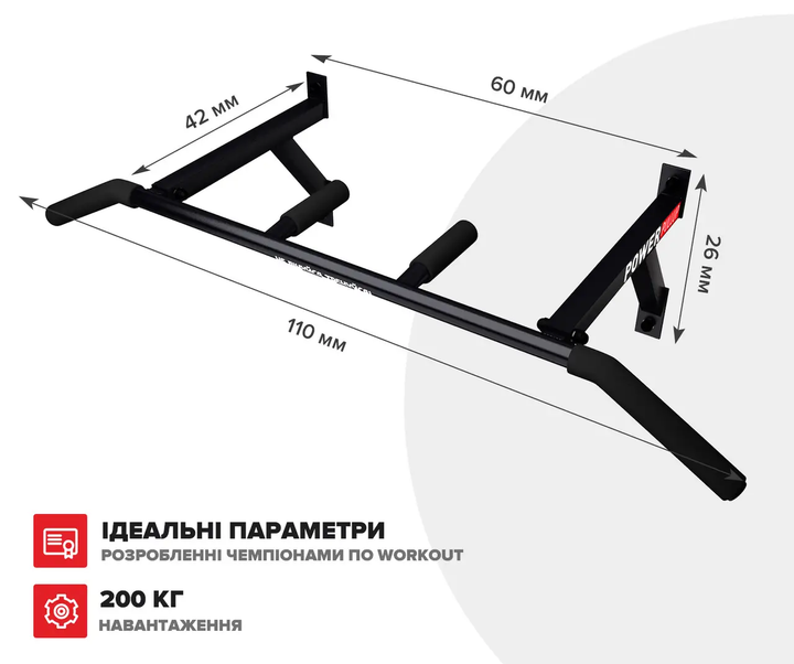 Турник настенный домашний PullUp разборной 3 хвата обычный + широкий + узкий хват черный (P1041) - Фото 2 Турник настенный домашний PullUp разборной 3 хвата обычный + широкий + узкий хват черный (P1041) - изображение 2