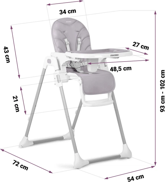 Krzesełko do karmienia Ricokids Tulo wrzosowe (5903890614157) - obraz 9