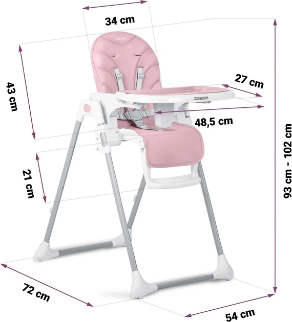 Krzesełko do karmienia Ricokids Tulo różowe (5903890614171) - obraz 10