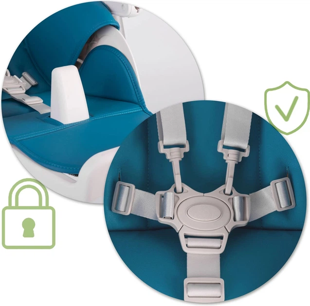 Krzesełko do karmienia ze stolikiem Nukido Belo z pałąkiem i zabawkami ciemno niebieskie (5903890618759) - obraz 5