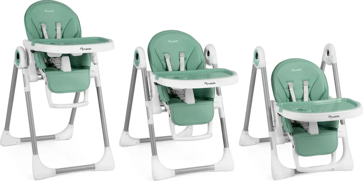 Krzesełko do karmienia ze stolikiem Nukido Belo z pałąkiem i zabawkami zielone (5903890618766) - obraz 8