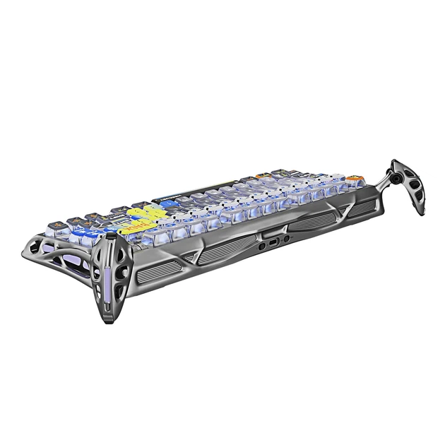 Механічна бездротова (Bluetooth + 2,4G) клавіатура з HOT SWAP GravaStar Mercury K1 Pro 80keys, EN/UKR, BT/WL/USB, Interstellar Silver/Сіра (GS_K1_PRO_S_CGRY) - изображение 10