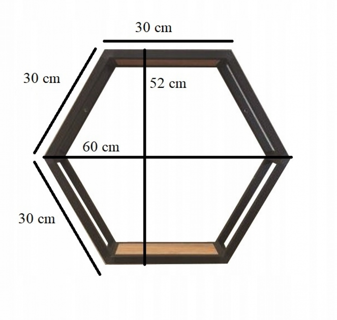 Шестигранная полка лофт 30x30 - Фото 2 Шестигранная полка лофт 30x30 - изображение 2