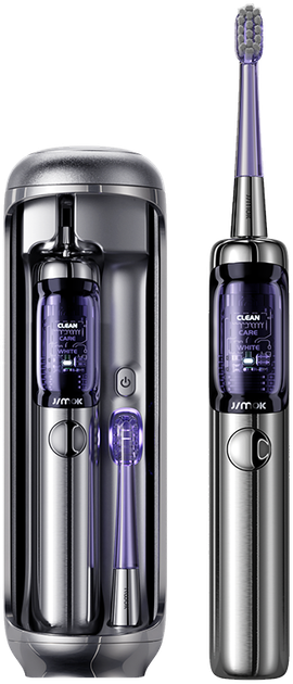 Електрична зубна щітка Jimok J6 Capsule Срібляста + Brush heads + TC - зображення 2