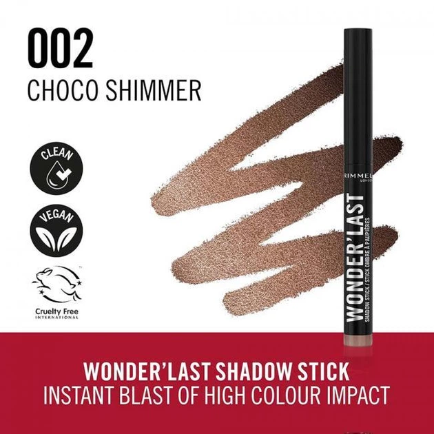Карандаш-тени для глаз Rimmel WONDER'LAST SHADOW STICK №002 Choco Shimmer 1,64 г (3616304784750) - изображение 2