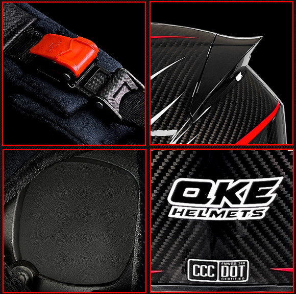 Мотошолом інтеграл QKE Carbon Style (Розмір M) - зображення 5