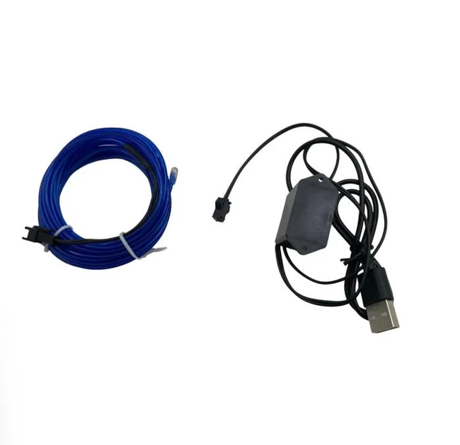Подсветка в авто Холодный неон синий 5м, USB (с контроллером) - изображение 3