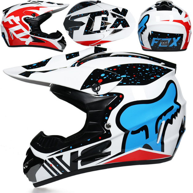 Мотошлем кроссовый FOX V2 Series - White/Blue/Red (Размер XL) - изображение 2
