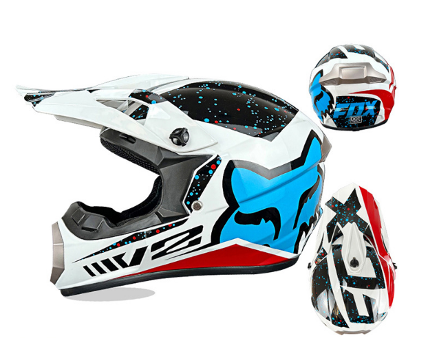Мотошлем кроссовый FOX V2 Series - White/Blue/Red (Размер XL) - изображение 3