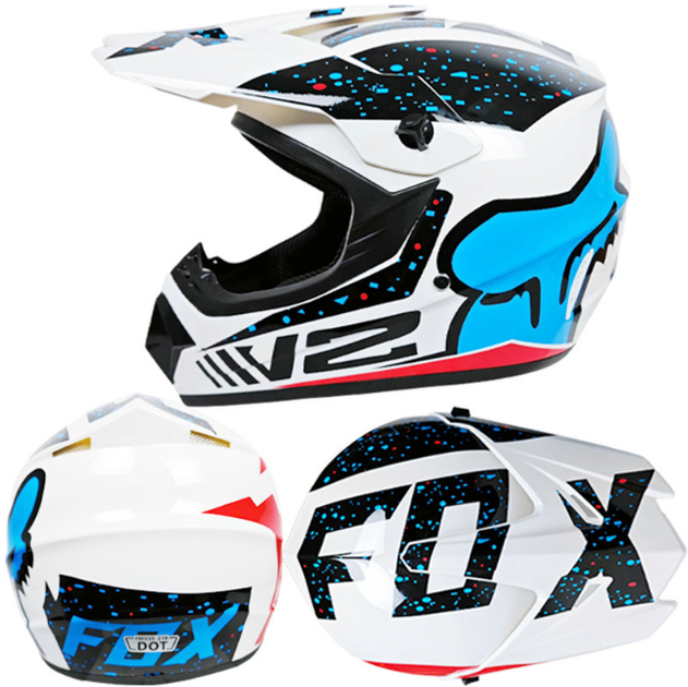 Мотошлем кроссовый FOX V2 Series - White/Blue/Red (Размер XL) - изображение 5