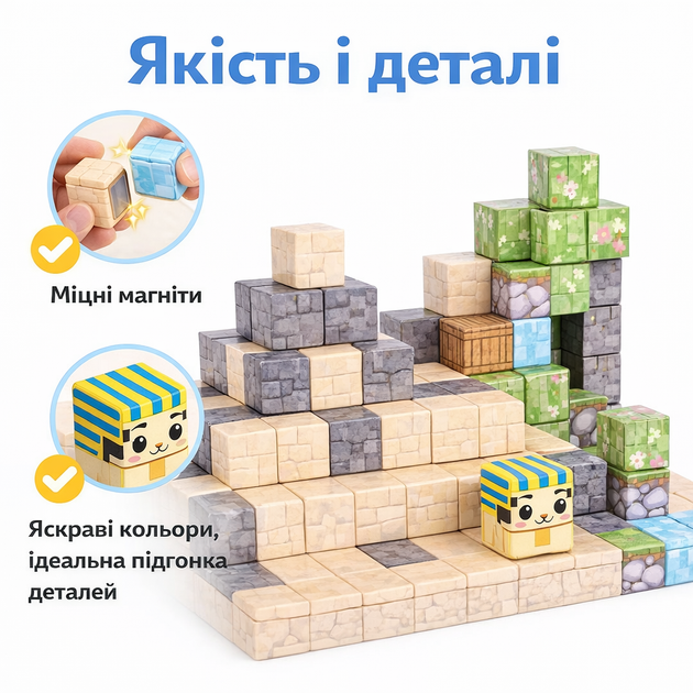 Магнитный конструктор Minecraft Водопад и дом в лесу, 100 деталей, майнкрафт для детей от 3 лет - изображение 6