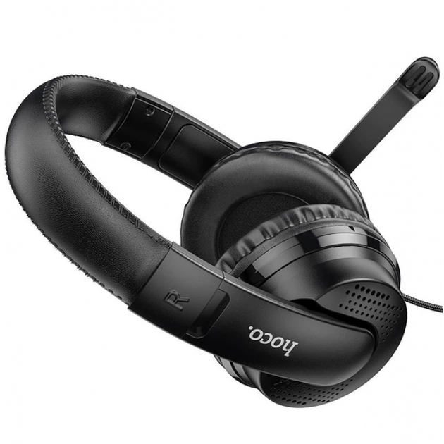 Навушники провідні ігрові з мікрофоном HOCO W103 Magic tour AUX / USB з оголов'ям Чорні - зображення 4