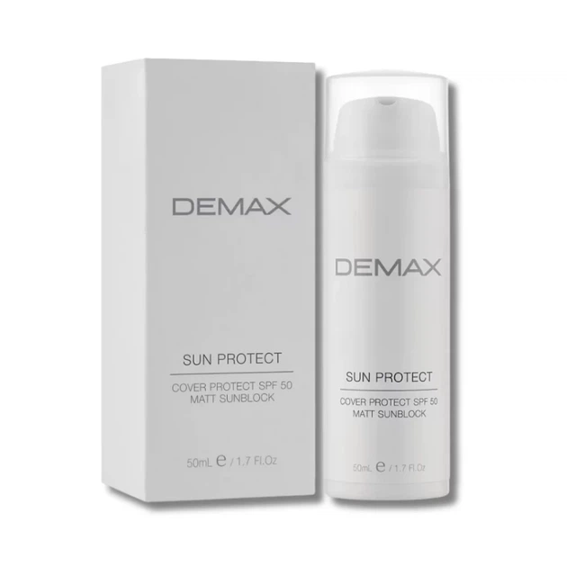 Захисний матуючий санблок SPF 50 - Demax Protect Cover Protect SPF 50 Matt Sunblock 50мл - Фото 1 Захисний матуючий санблок SPF 50 - Demax Protect Cover Protect SPF 50 Matt Sunblock 50мл - зображення 1