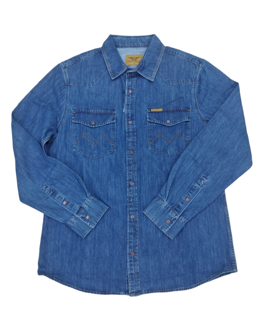 Джинсова сорочка Montana Stonewash 3XL синій - зображення 4