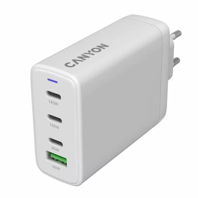 Зарядное устройство Canyon CU140ACC GaN 150W 3xPD 1xQC EU White (CNS-CUW140ACC) - изображение 2
