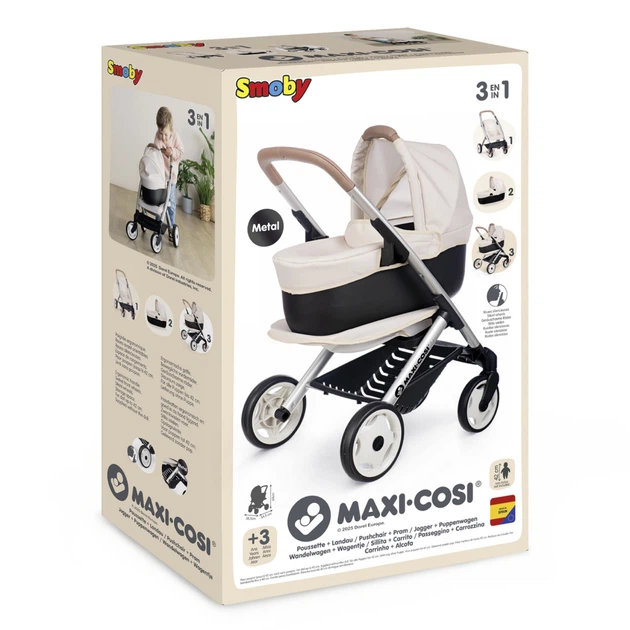 Коляска для ляльок Smoby Maxi-Cosi 3 в 1. Айворі зі знімною люлькою, 55 x 39 x 64 см, 3+ (7600253122) - зображення 2