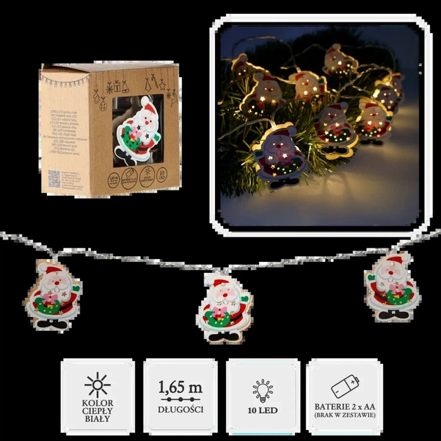 Гірлянда Chomik Санта Клаус 1.65 м 10 LED Теплий білий (5900779854086) - зображення 7