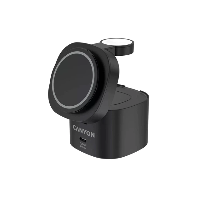 Зарядний пристрій Canyon 4-in-1 wireless charging stand 30W + charger 65W + cable 1.0m black (CNS-WCS405B) - зображення 2