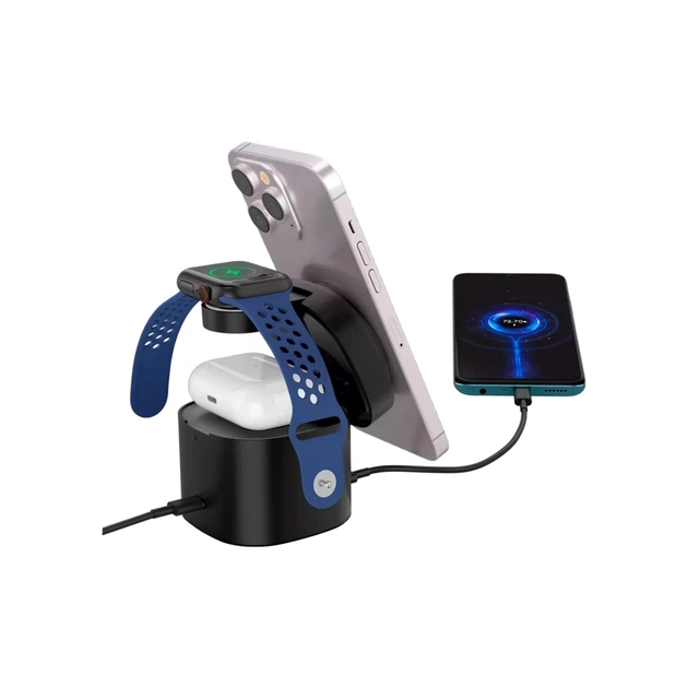 Зарядний пристрій Canyon 4-in-1 wireless charging stand 30W + charger 65W + cable 1.0m black (CNS-WCS405B) - зображення 4