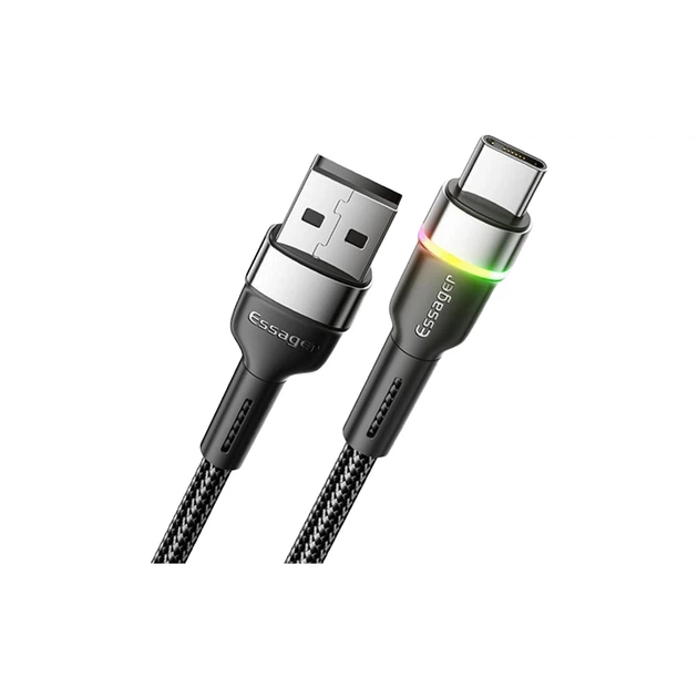 Дата кабель USB 2.0 AM to USB-C 0.5m 3A LED black Essager (EXCT-XCDB01) - изображение 2