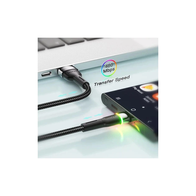 Дата кабель USB 2.0 AM to USB-C 0.5m 3A LED black Essager (EXCT-XCDB01) - изображение 6